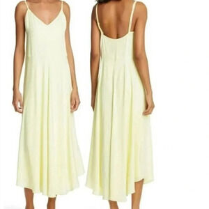 Vince yellow triacetate midi slip dress